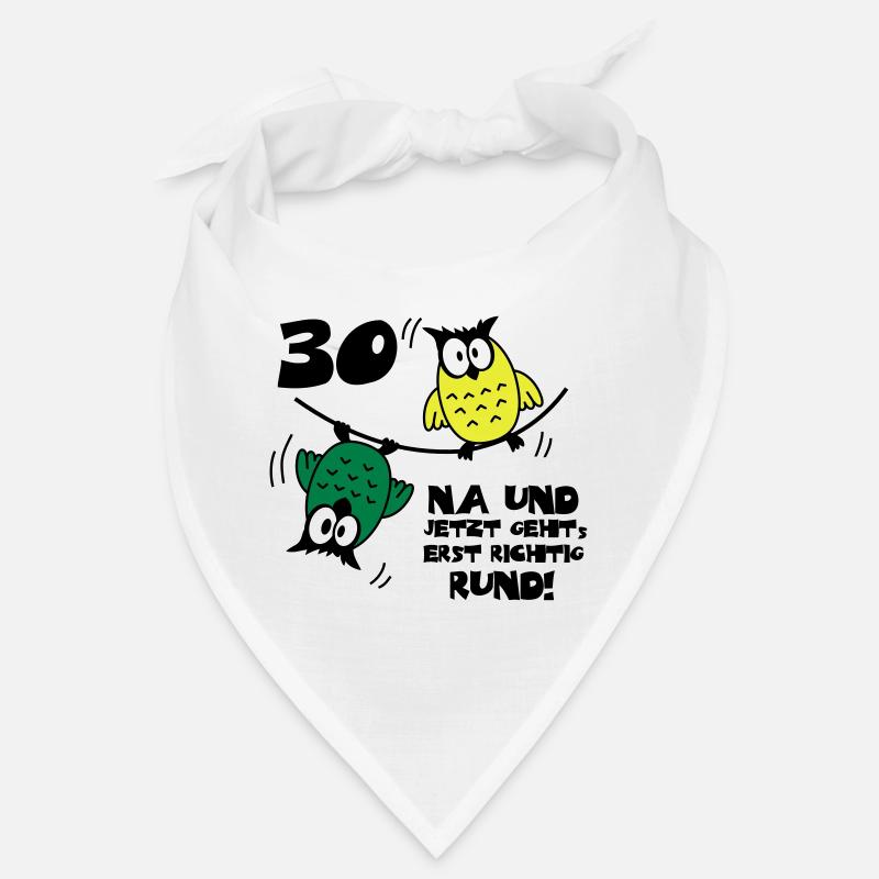 30 anniversaire, hibou sur le câble, rond - Bandana - blanc