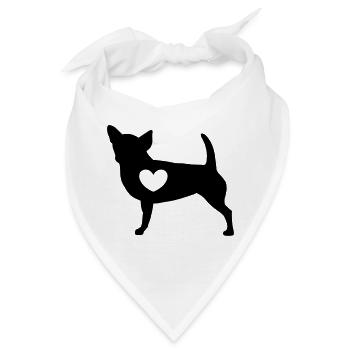 Chihuahua mit Herz - Bandana - Weiß - Vorne