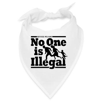 No One is Illegal -Refugees Welcome - Bandana - Weiß - Vorne