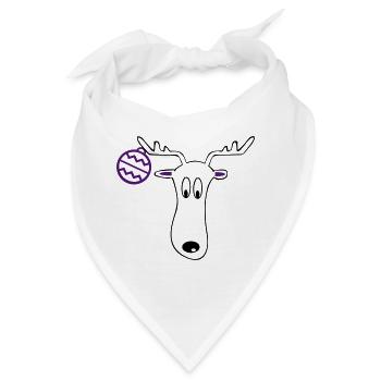 Rentier mit Weihnachtskugel - Bandana - Weiß - Vorne