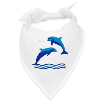 Delfine und Wellen, Delfin - Bandana - Weiß - Vorne