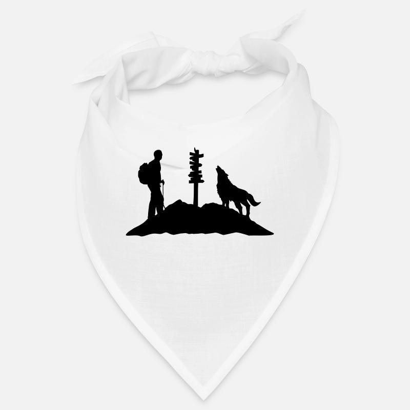 Hiking man, wolf & mountain Bandana