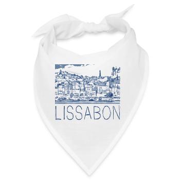 Federzeichnung Lissabon - Bandana - Weiß - Vorne