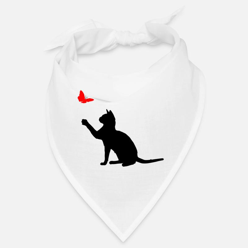 Chat Papillon Noir - Bandana - blanc