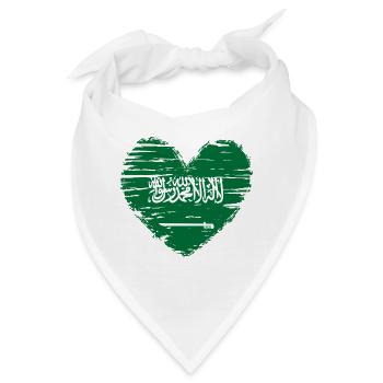 Saudi Arabien Herz Flagge Fahne Wappen - Bandana - Weiß - Vorne