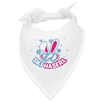 Skihäschen Skihase Skihasen Skihaserl Skifahrerin - Bandana - Weiß - Vorne