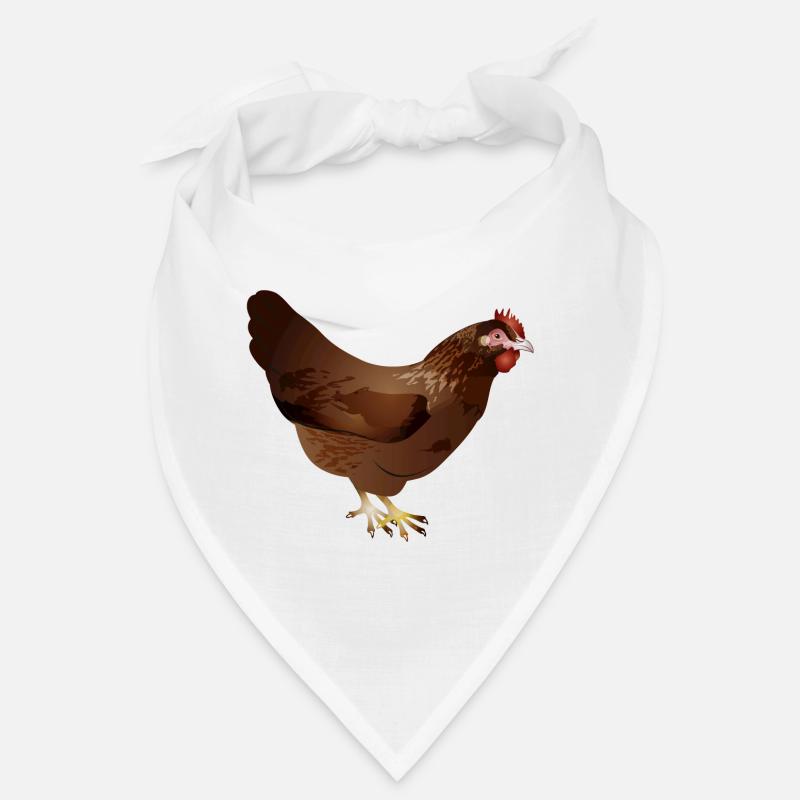 Hand-drawn coloured brown chicken Bandana