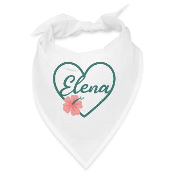 Elena Mädchenname Vorname Name Herz - Bandana - Weiß - Vorne