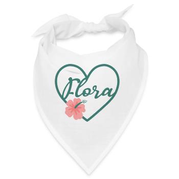 Flora Mädchenname Vorname Name Herz - Bandana - Weiß - Vorne
