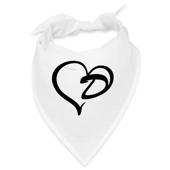 Herz Buchstabe D - Bandana - Weiß - Vorne
