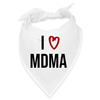 i love mdma Drogen Spruch Schrift - Bandana - Weiß - Vorne