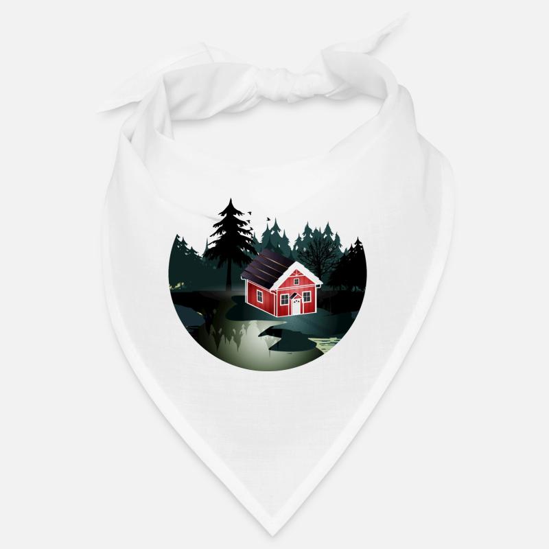 petite maison suédoise rouge à l'orée de la forêt Bandana