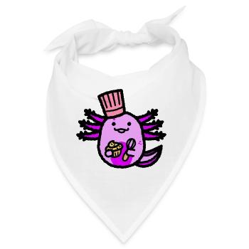 Niedlicher lila rosa essender Axolotl mit Hut - Bandana - Weiß - Vorne