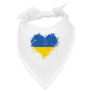 Ukrainisches Herz - Bandana - Weiß - Vorne