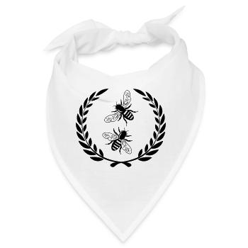 Bienen im Lorbeerkranz - Bandana - Weiß - Vorne