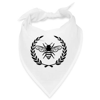 Biene im Lorbeerkranz - Bandana - Weiß - Vorne