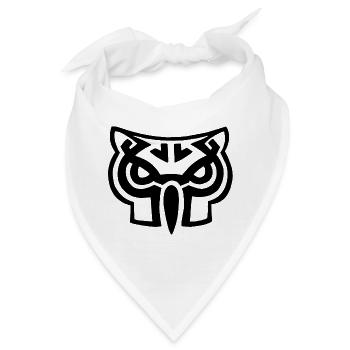 Schwarzer Eulenkopf - Bandana - Weiß - Vorne