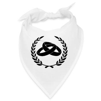 Eheringe im Lorbeerkranz - Bandana - Weiß - Vorne