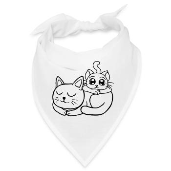 Chillende Katzen Freunde aufeinander - Bandana - Weiß - Vorne