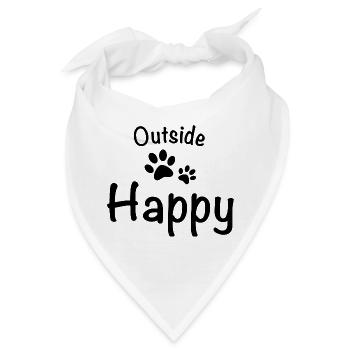 Outside dog happy Hund gassi gehen - Bandana - Weiß - Vorne