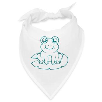 Seerose Seeblatt Frosch sitzt - Bandana - Weiß - Vorne