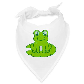 Frosch sitzt Seerose Seeblatt - Bandana - Weiß - Vorne