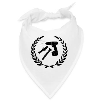 Werkzeuglogo für Installateur im Lorbeerkranz - Bandana - Weiß - Vorne
