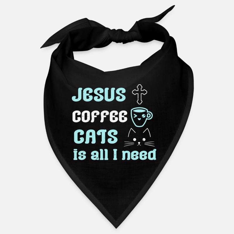 JESUS COFFEE CATS IS ALL I NEED Bandana