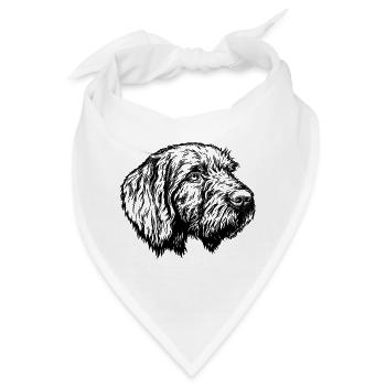 Pudelpointer Portrait - Bandana - Weiß - Vorne