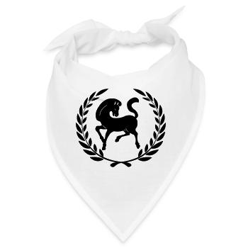 Schwarzes Pferd im Lorbeerkranz - Bandana - Weiß - Vorne