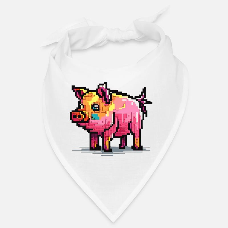 Pig in 8 bits and with pixels Bandana