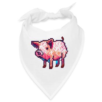 8 Bit Schwein in retro Pixel Grafik - Bandana - Weiß - Vorne