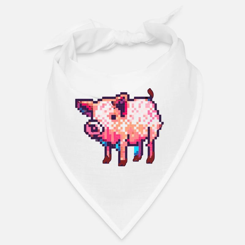 Cochon 8 bits dans un graphique rétro en pixels Bandana