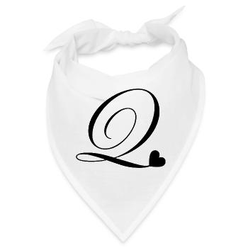 Buchstabe q Kalligraphie Herz - Bandana - Weiß - Vorne