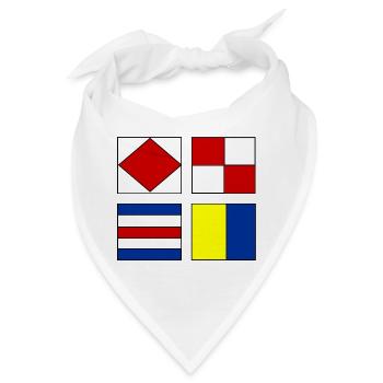 4 nautische Flaggen - Bandana - Weiß - Vorne