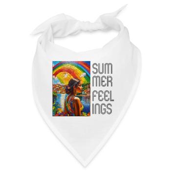 Summer Feeling: Regenbogen über einer brasilianisc - Bandana - Weiß - Vorne
