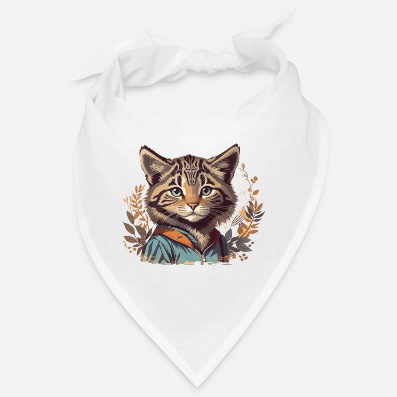 Un chat sauvage avec une jacket et des fleurs Bandana