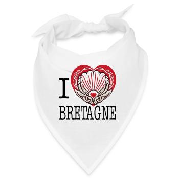 Ich liebe Bretagne Heart Jakobsmuschel - Bandana - Weiß - Vorne
