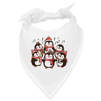 Festliche Pinguin-Sternsinger, die Weihnachtslieder singen - Bandana - Weiß - Vorne