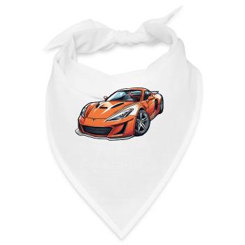 Flammender Sportwagen - Bandana - Weiß - Vorne