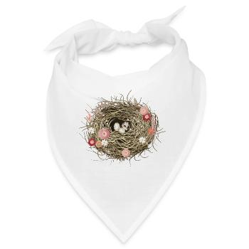 Vogelnest oder Osternest mit Trockenblumen - Bandana - Weiß - Vorne
