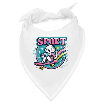 Katzensport: Skateboard-Petdesign Sport Cat  - Bandana - Weiß - Vorne