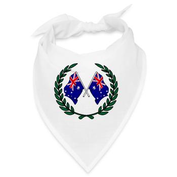 Flaggen Australiens im Lorbeerkranz - Bandana - Weiß - Vorne