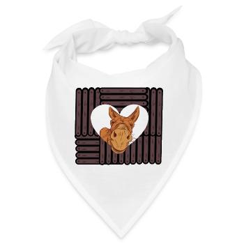 Muli Esel Huftier Herz Herzen Valentinstag - Bandana - Weiß - Vorne