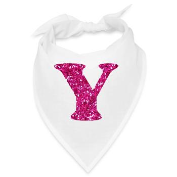Buchstabe y rosa Glitzer - Bandana - Weiß - Vorne