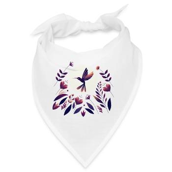 Kolibri im Blumenfeld - Bandana - Weiß - Vorne