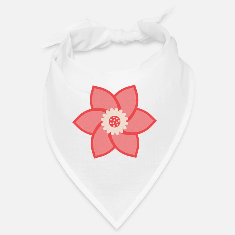 Fleur rouge rose et crème Bandana