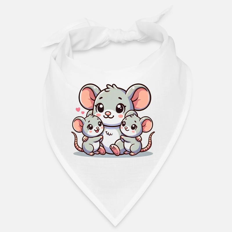 Parent souris aimant avec deux enfants mignons Bandana
