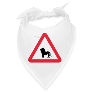 Achtung Löwen-Warnung - Bandana - Weiß - Vorne