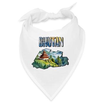 Aquarell Landkarte Bhutan - Bandana - Weiß - Vorne